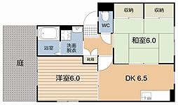 ウェルヴィラ鴨池台 2DKの間取図画像