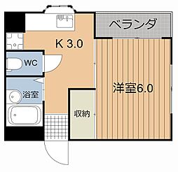 大野第一ビル 1Kの間取図画像