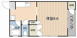 グリーンリブかすが ワンルームの間取図画像