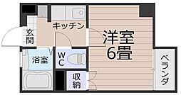 ルクール下荒田 1Kの間取図画像