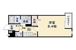 ラピロス武 1階1Kの間取り