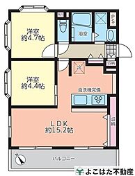 セザール京王稲田堤 2LDKの間取図画像