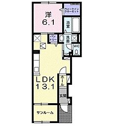 Ｙフォレスト五個荘 1階1LDKの間取り
