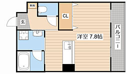 クレアシオン 3階ワンルームの間取り