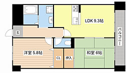 ハイツエクセルV番館 4階2DKの間取り