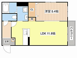 ハートフル・プリムラ 3階1LDKの間取り
