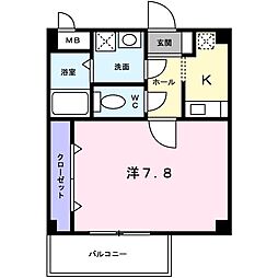サウス　メディオ 2階1Kの間取り