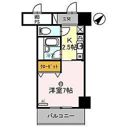サンタウン竹鼻A棟 1Kの間取図画像