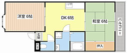ファミールヤマザキ 2DKの間取図画像