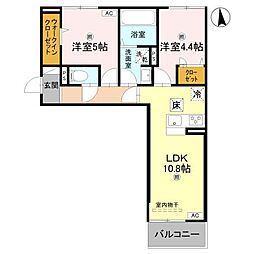 Lumiere du Soir(リュミエール ドゥ ソワール 2LDKの間取図画像
