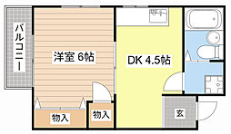 セーターハイツ 1Kの間取図画像