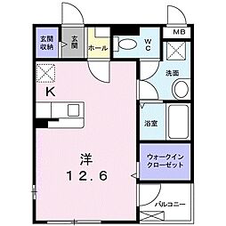 ピーチ・マウンテン 1Kの間取図画像