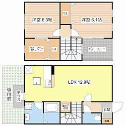 スクエア・ネスN 2LDKの間取図画像