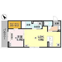 D-ROOM後三条 1LDKの間取図画像