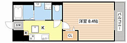 アメニティヤス 1Kの間取図画像