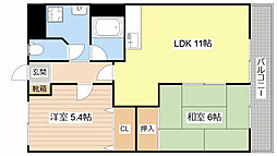アスリート 2LDKの間取図画像