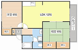 アップルハウス 2LDKの間取図画像