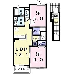 モルトベーネ2 2LDKの間取図画像