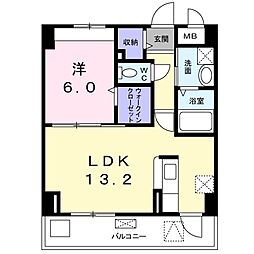 阪急京都本線 水無瀬駅 徒歩5分の賃貸マンション 2階1LDKの間取り