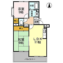 阪急京都本線 高槻市駅 徒歩29分の賃貸アパート 2階2LDKの間取り