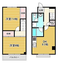 シャイニング 2DKの間取図画像