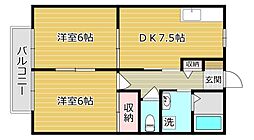 ドミール津之江 2DKの間取図画像