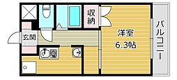 ハイツD&K 1Kの間取図画像