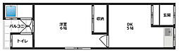 藤田コーポ 1DKの間取図画像