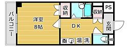 さつきビルさつきハイム 1DKの間取図画像