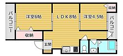 阿武野第2マンション 2LDKの間取図画像