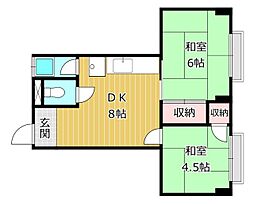 清和幸マンションB棟 2DKの間取図画像