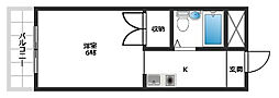 クローバー・M・オザキB棟 1Kの間取図画像