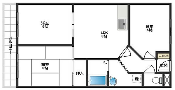 コーポラス栄 303｜大阪府高槻市栄町4丁目(賃貸マンション3DK・3階・56.60㎡)の写真 その2