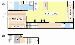 近江鉄道八日市線 太郎坊宮前駅 徒歩3分の賃貸アパート 2階1LDKの間取り