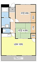 JR東海道・山陽本線 守山駅 徒歩19分の賃貸マンション 3階2LDKの間取り