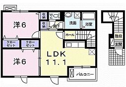 JR北陸本線 高月駅 徒歩17分の賃貸アパート 2階2LDKの間取り