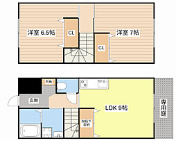 JR草津線 貴生川駅 徒歩24分の賃貸アパート 1階2DKの間取り
