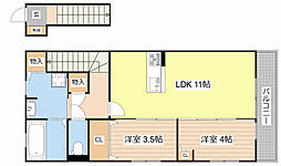 JR東海道・山陽本線 彦根駅 徒歩25分の賃貸アパート 2階2LDKの間取り
