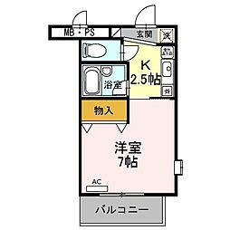 JR東海道・山陽本線 南彦根駅 徒歩12分の賃貸マンション 1階1Kの間取り