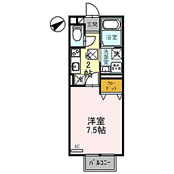 JR草津線 石部駅 3.3kmの賃貸アパート 1階1Kの間取り