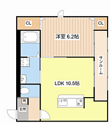 JR草津線 甲賀駅 徒歩12分の賃貸アパート 2階1LDKの間取り