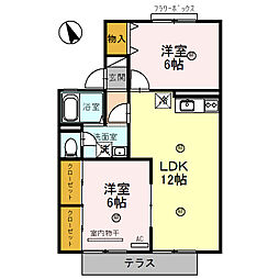 JR東海道・山陽本線 南彦根駅 徒歩13分の賃貸アパート 1階2LDKの間取り