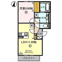 JR北陸本線 長浜駅 徒歩38分の賃貸アパート 3階1LDKの間取り