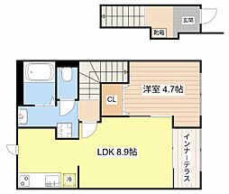 JR東海道・山陽本線 守山駅 徒歩32分の賃貸アパート 2階1LDKの間取り