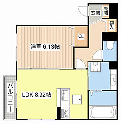 JR東海道・山陽本線 南草津駅 徒歩17分の賃貸アパート 1階1LDKの間取り