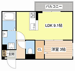 近江鉄道近江本線 彦根駅 徒歩14分の賃貸アパート 2階1LDKの間取り