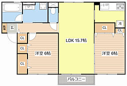 JR湖西線 比叡山坂本駅 徒歩7分の賃貸アパート 1階2LDKの間取り