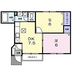 JR北陸本線 長浜駅 3.1kmの賃貸アパート 1階1SDKの間取り