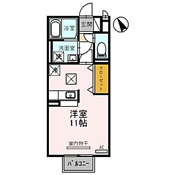 近江鉄道近江本線 高宮駅 徒歩12分の賃貸アパート 1階ワンルームの間取り