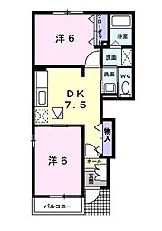 近江鉄道近江本線 愛知川駅 徒歩25分の賃貸アパート 1階2DKの間取り